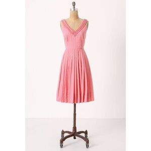 Rétro French 50s Anthropologie Moulinette Soeurs Pink Dress w/black polka dots